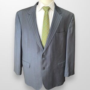 JOS‎ A BANK Signature Gold Mens Navy Pinstripe Blazer Wool Suit Jacket 48L